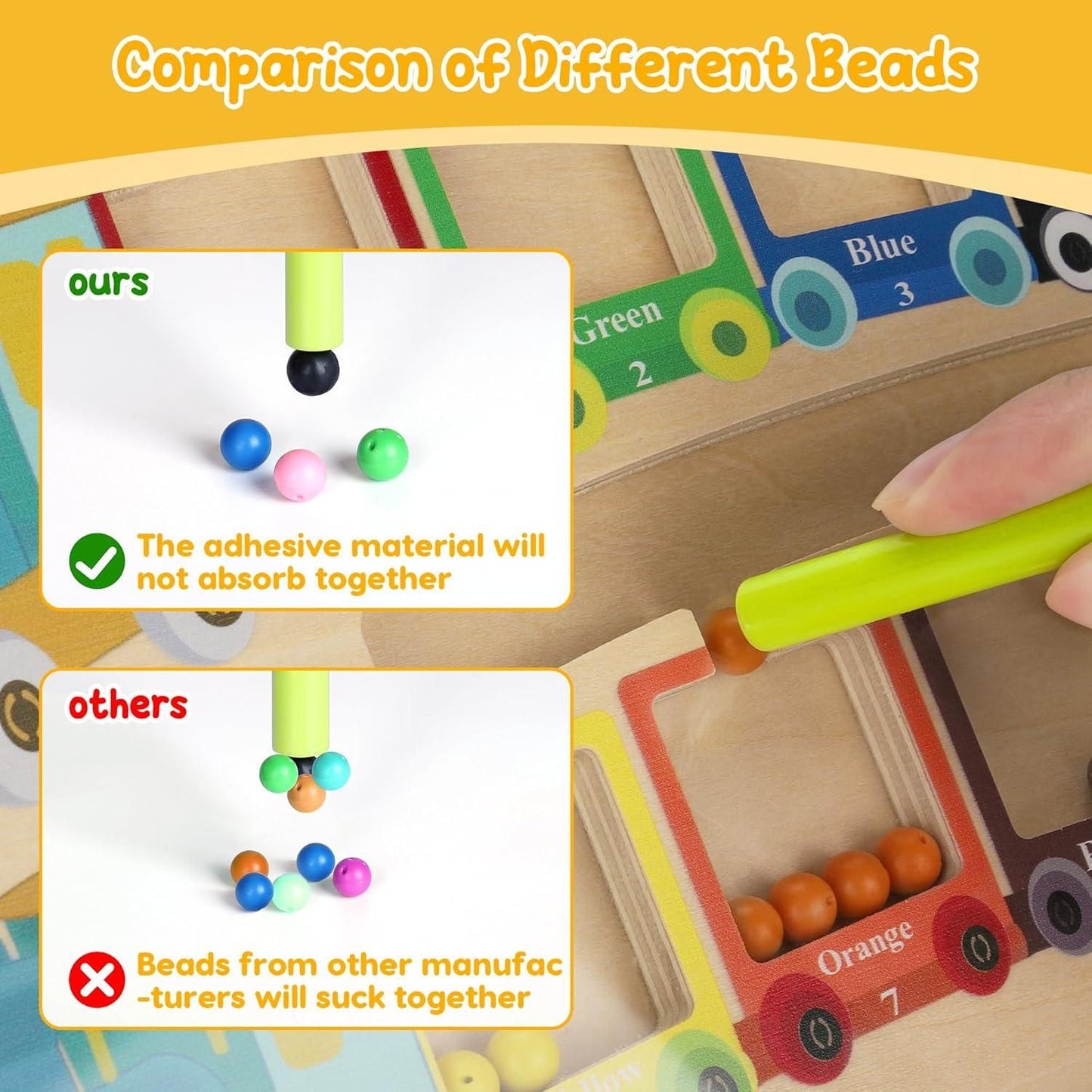 Magnetic Color & Number Maze Montessori Wooden Puzzle Game Board